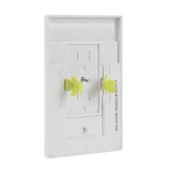 SnapPower SafeLight Duplex Outlet Cover Plate with Integrated LED Lighting - Automatic On/Off, White Finish, 4000K -Nebo Sales Store spsg 100 pxwh back