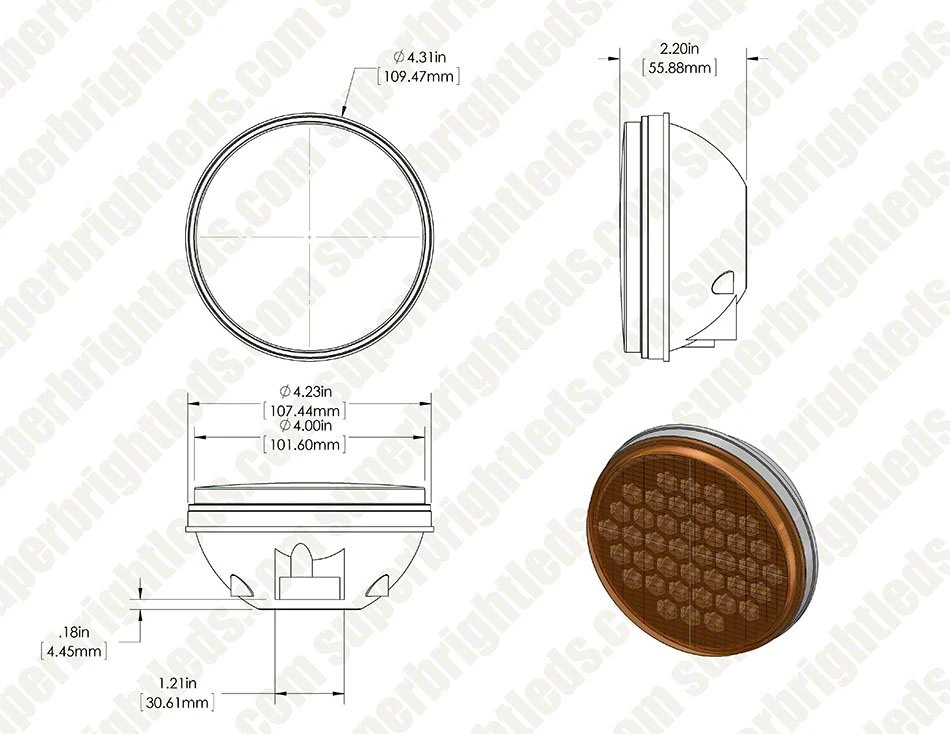 4" Round LED Truck & Trailer Lights - Stop/Turn/Tail Lights - 40 LEDs - 3-Pin Connector - Flush Mount 10 4" Round LED Truck & Trailer Lights - Stop/Turn/Tail Lights - 40 LEDs - 3-Pin Connector - Flush Mount - Image 10