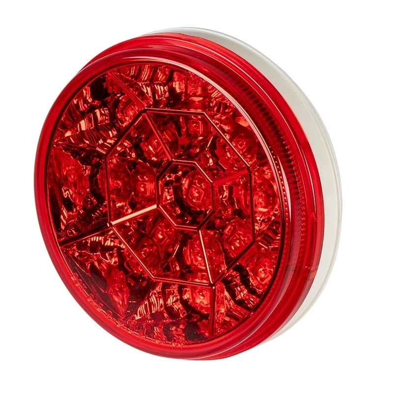 4" Round LED Truck & Trailer Lights - Red Stop/Turn/Tail Lights with Clear Lens & 3-Pin Connector - 17 LEDs - Flush Mount 1 4" Round LED Truck & Trailer Lights - Red Stop/Turn/Tail Lights with Clear Lens & 3-Pin Connector - 17 LEDs - Flush Mount
