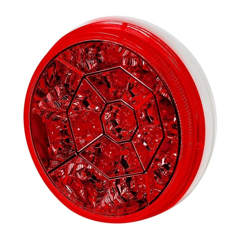 4" Round LED Truck & Trailer Lights - Red Stop/Turn/Tail Lights with Clear Lens & 3-Pin Connector - 17 LEDs - Flush Mount 2 4" Round LED Truck & Trailer Lights - Red Stop/Turn/Tail Lights with Clear Lens & 3-Pin Connector - 17 LEDs - Flush Mount - Image 2