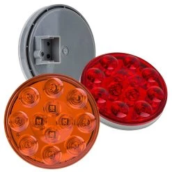 4" Round LED Truck & Trailer Lights - Stop/Turn/Tail Flush Mount - 12 LEDs - White
