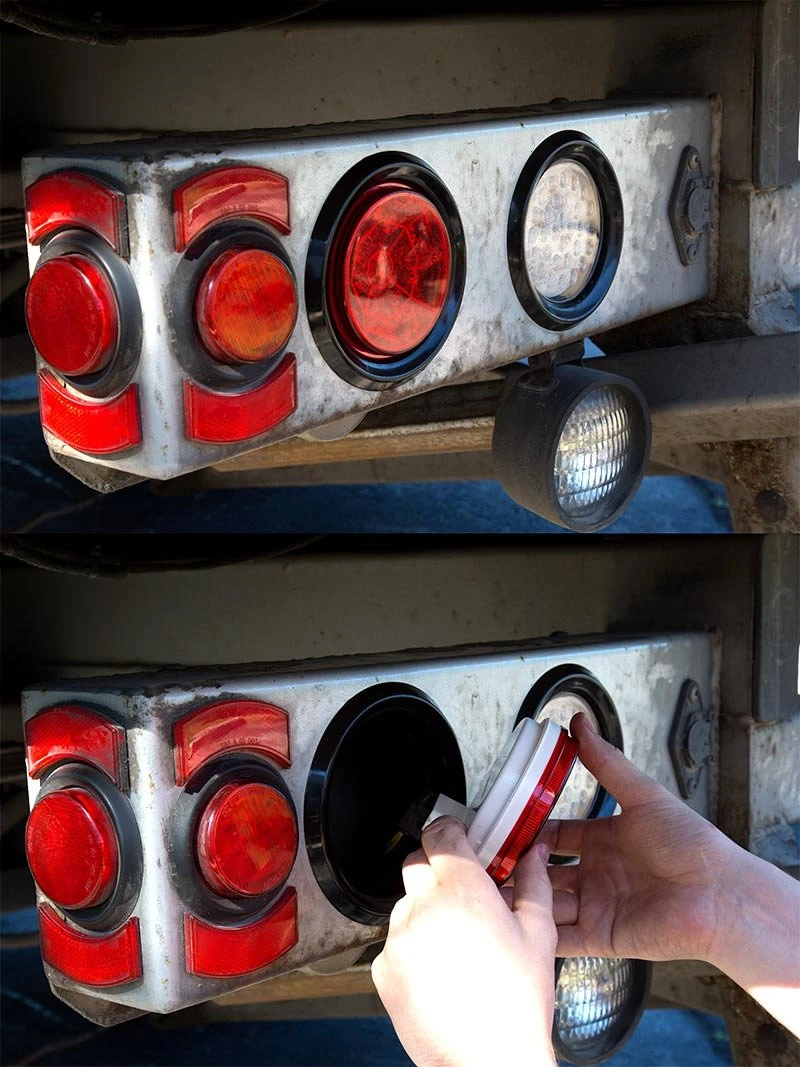 4" Round LED Truck & Trailer Lights - Red Stop/Turn/Tail Lights with Clear Lens & 3-Pin Connector - 17 LEDs - Flush Mount 7 4" Round LED Truck & Trailer Lights - Red Stop/Turn/Tail Lights with Clear Lens & 3-Pin Connector - 17 LEDs - Flush Mount - Image 7