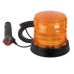 4-1/2" Amber LED Strobe Light Beacon - Magnetic Mount, 12V Adapter, Triple Flash Pattern for Vehicles