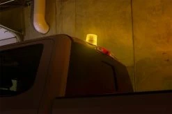 5-1/2" Amber LED Strobe Light Beacon - Magnetic Mount, 12V, 3 Flash Patterns for Vehicles & Construction -Nebo Sales Store stb a57 mbcm on installed on truck0