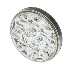 4" Round LED Truck & Trailer Lights - Clear Lens, Stop/Turn/Tail, 12 LEDs, 3-Pin Connector, Flush Mount
