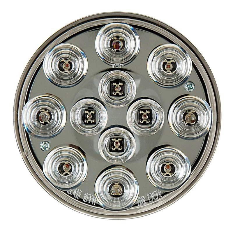 4" Round LED Truck & Trailer Lights - Clear Lens, Stop/Turn/Tail, 12 LEDs, 3-Pin Connector, Flush Mount 2 4" Round LED Truck & Trailer Lights - Clear Lens, Stop/Turn/Tail, 12 LEDs, 3-Pin Connector, Flush Mount - Image 2
