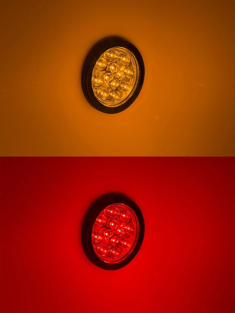 4" Round LED Truck & Trailer Lights - Clear Lens, Stop/Turn/Tail, 12 LEDs, 3-Pin Connector, Flush Mount 5 4" Round LED Truck & Trailer Lights - Clear Lens, Stop/Turn/Tail, 12 LEDs, 3-Pin Connector, Flush Mount - Image 5