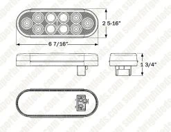 Optronics LED Trailer Tail Light - Submersible Oval Red Stop/Turn/Tail Light with 10 LEDs -Nebo Sales Store stl72rbp
