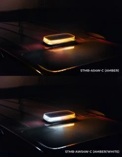 11" Mini Emergency LED Strobe Light Bar with Magnetic Base - 12V Plug - 26 Functions - Clear Lens for Vehicles 13 11" Mini Emergency LED Strobe Light Bar with Magnetic Base - 12V Plug - 26 Functions - Clear Lens for Vehicles -Nebo Sales Store stmb a54w c app on vehicle at night comparison2