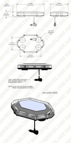 Mini Emergency LED Light Bar - Magnetic Mount, 12V Plug, 360° Amber/White with Toggle Switch -Nebo Sales Store stmb aw30 mb assembly 2