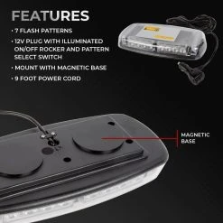 12" Mini Emergency LED Light Bar - Magnetic Mount, 12V Plug, Amber/White - Vehicle Warning Light -Nebo Sales Store stmb x24 mb graphic