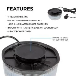 Mini Emergency LED Strobe Beacon - Magnetic Surface Mount - 12V Plug for Vehicles & Construction -Nebo Sales Store stmb x32 mb features