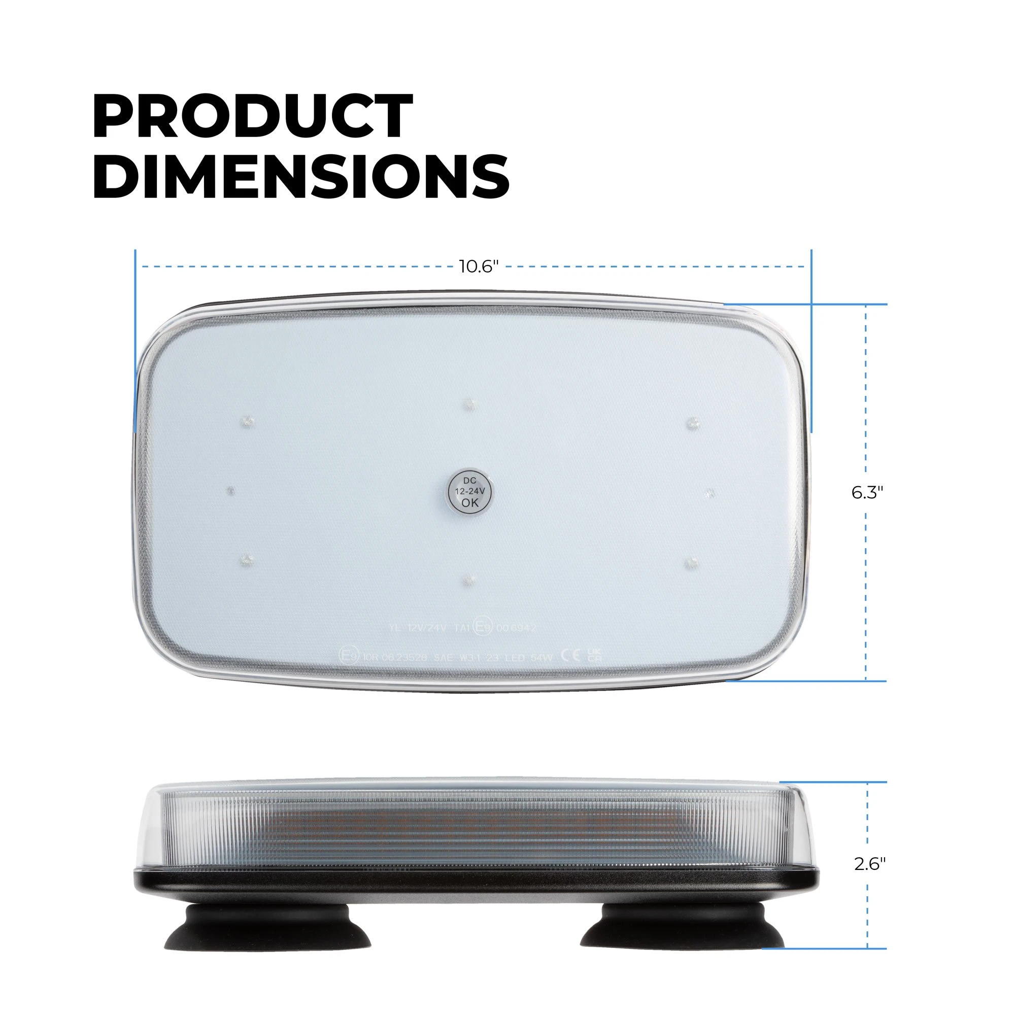 11" Mini Emergency LED Strobe Light Bar with Magnetic Base - 12V Plug - 26 Functions - Clear Lens for Vehicles 3 11" Mini Emergency LED Strobe Light Bar with Magnetic Base - 12V Plug - 26 Functions - Clear Lens for Vehicles - Image 3