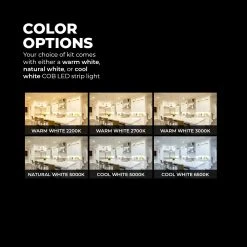 White LED COB Strip Light Kit with Wireless RF Remote - 6500K, Under Cabinet Lighting for Residential Use 12 White LED COB Strip Light Kit with Wireless RF Remote - 6500K, Under Cabinet Lighting for Residential Use -Nebo Sales Store stn 1 cob r1 color options 1