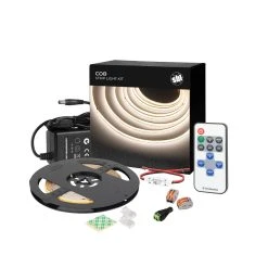 White LED COB Strip Light Kit with Wireless RF Remote - 6500K, Under Cabinet Lighting for Residential Use