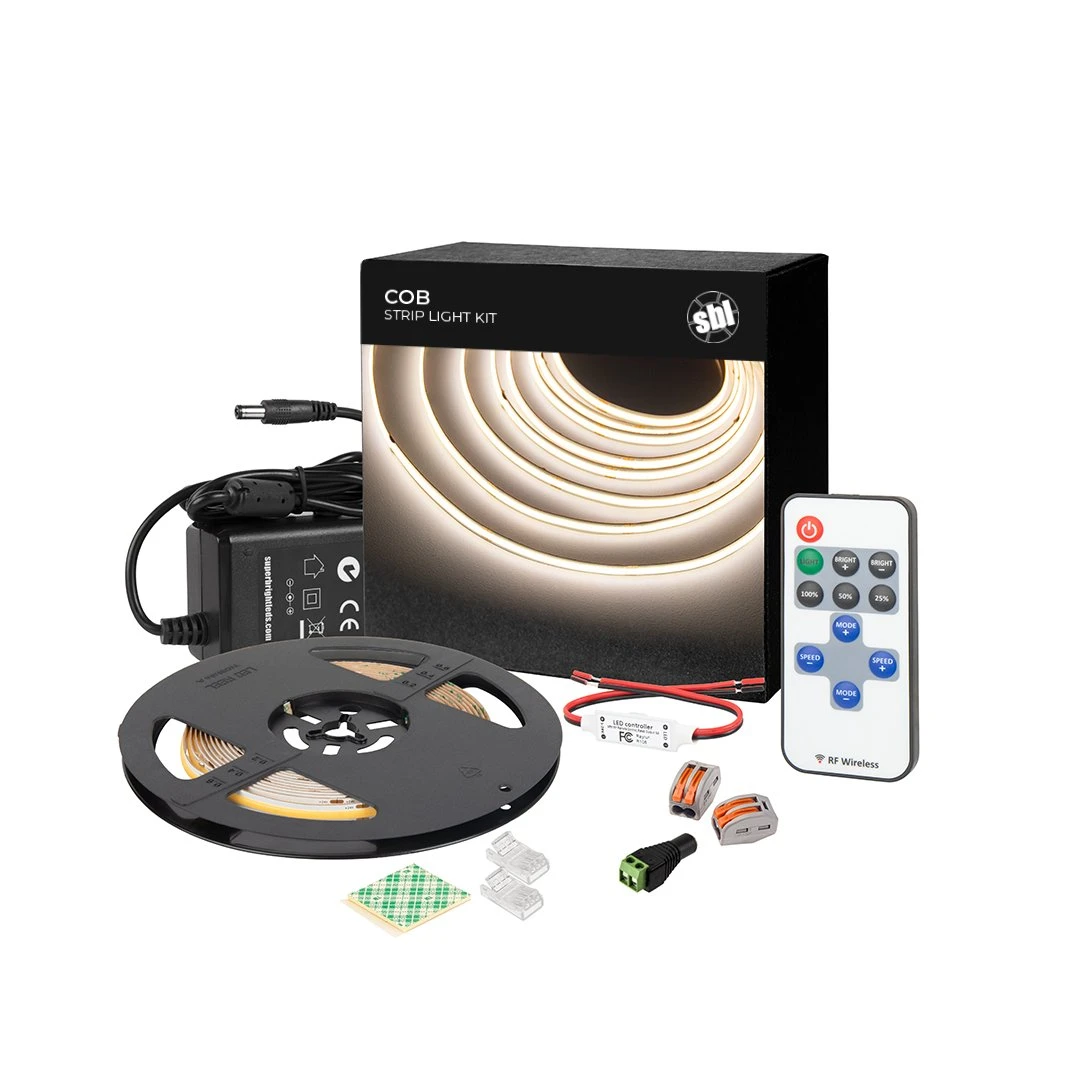 White LED COB Strip Light Kit with Wireless RF Remote - 6500K, Under Cabinet Lighting for Residential Use 1 White LED COB Strip Light Kit with Wireless RF Remote - 6500K, Under Cabinet Lighting for Residential Use