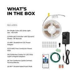 5m RGB LED Strip Light Kit - 24V Color-Changing Tape Light with Wireless RF Remote - Under Cabinet Lighting -Nebo Sales Store stn 1 rgb r1 whats in the box