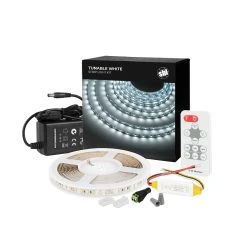 Tunable White LED Strip Light Kit - 5m Adjustable Color Temperature LED Tape Light with Wireless RF Remote - Under Cabinet Lighting