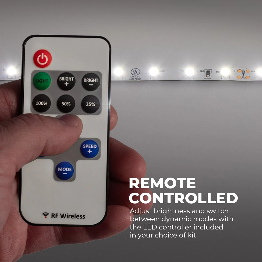 5m White LED Strip Lighting Kit - Under Cabinet LED Tape Light with Wireless RF Controller - 150 Lm/ft - Cool White 6500K 4 5m White LED Strip Lighting Kit - Under Cabinet LED Tape Light with Wireless RF Controller - 150 Lm/ft - Cool White 6500K - Image 4