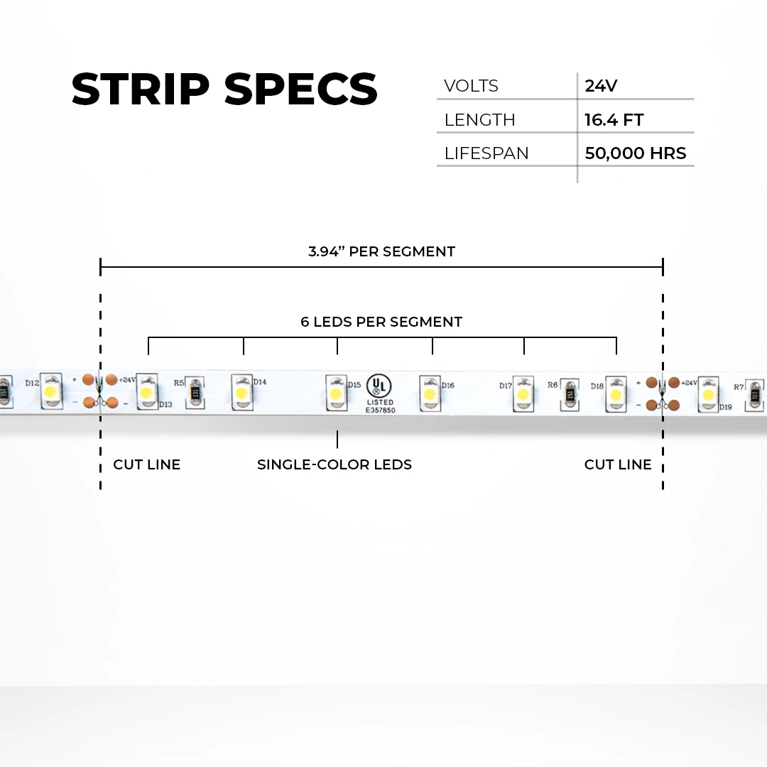 5m White LED Strip Lighting Kit - Under Cabinet LED Tape Light with Wireless RF Controller - 150 Lm/ft - Cool White 6500K 8 5m White LED Strip Lighting Kit - Under Cabinet LED Tape Light with Wireless RF Controller - 150 Lm/ft - Cool White 6500K - Image 8
