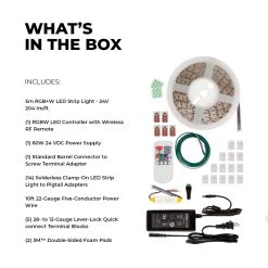 RGBW LED Strip Kit - 5m Color Changing + White LED Tape Light with Wireless RF Remote - Under Cabinet Lighting -Nebo Sales Store stn 3 uc r1 whats in the box 2