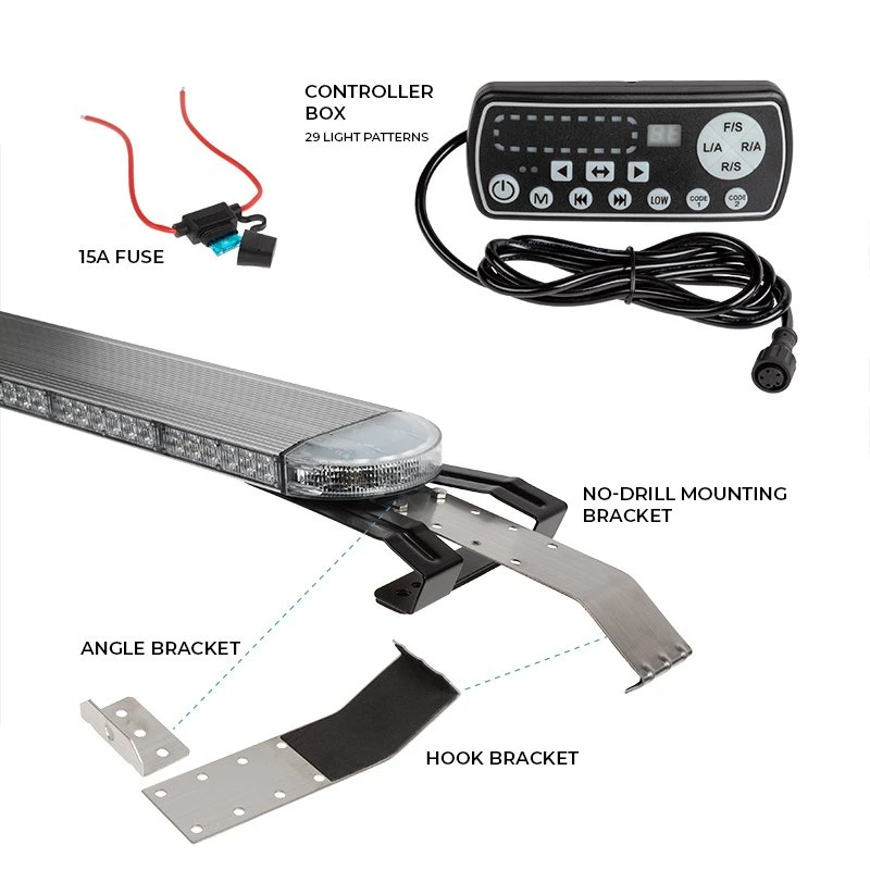 48” Amber LED Strobe Light Bar with Controller - High-Intensity Spot Light for Emergency & Vehicle Warning 4 48” Amber LED Strobe Light Bar with Controller - High-Intensity Spot Light for Emergency & Vehicle Warning - Image 4