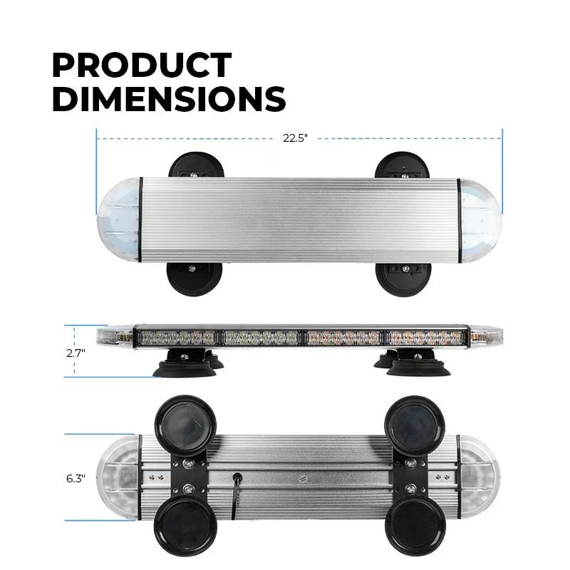 22" Amber LED Strobe Light Bar with Magnetic Base - 12V DC for Emergency & Vehicle Lighting 3 22" Amber LED Strobe Light Bar with Magnetic Base - 12V DC for Emergency & Vehicle Lighting - Image 3