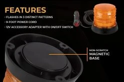 4-1/2" Amber LED Strobe Light Beacon - Magnetic Mount, 12V Adapter, Triple Flash Pattern for Vehicles -Nebo Sales Store strobe light beacon
