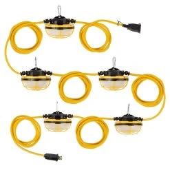 65W LED Jobsite String Lights - 50' Linkable Work Light - 7,150 Lumens - Portable & Durable