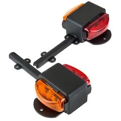 LED Fender Lights - Weatherproof 6-LED Amber/Red Lens for Trucks & Trailers - Passenger & Driver Side