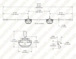 55W LED Temporary String Work Light - 50' Run, 7500 Lumens, 5000K Daylight White - Portable LED Work Light for Residential & Jobsite Use -Nebo Sales Store tjsl 50k12 5 dim drawings