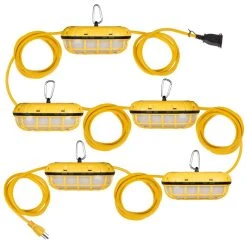 125W LED Temporary String Work Light - 50' Run, 15,325 Lumens, 5000K Daylight - Portable LED Work Light for Residential & Jobsite Use