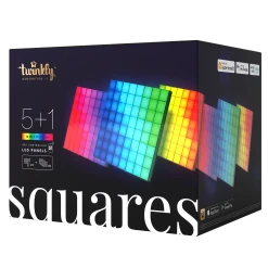 Twinkly Squares Combo Pack - App-Controlled RGB LED Panels - 1 Master + 5 Extension Tiles for Smart Home Lighting