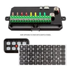 Universal LED Backlit Switch Panel - 8 Channel Automotive Control System - 12-24 VDC - Durable Rocker Switches -Nebo Sales Store usp 8ch x amp and switch box