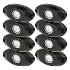 8-Piece Waterproof Off-Road LED Rock Light Kit - 213 Lumens - Motorcycle & Vehicle Lighting