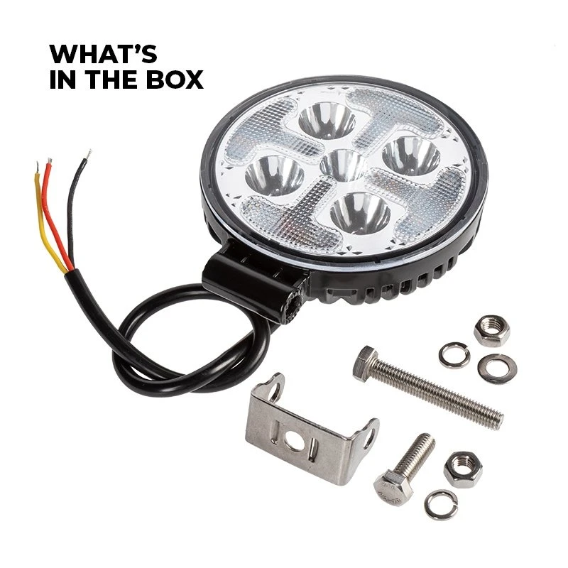 4.5" Round LED Off-Road Light - 25W, 1,800 Lumens White Spot with Amber Strobe - Grille & Surface Mount 3 4.5" Round LED Off-Road Light - 25W, 1,800 Lumens White Spot with Amber Strobe - Grille & Surface Mount - Image 3