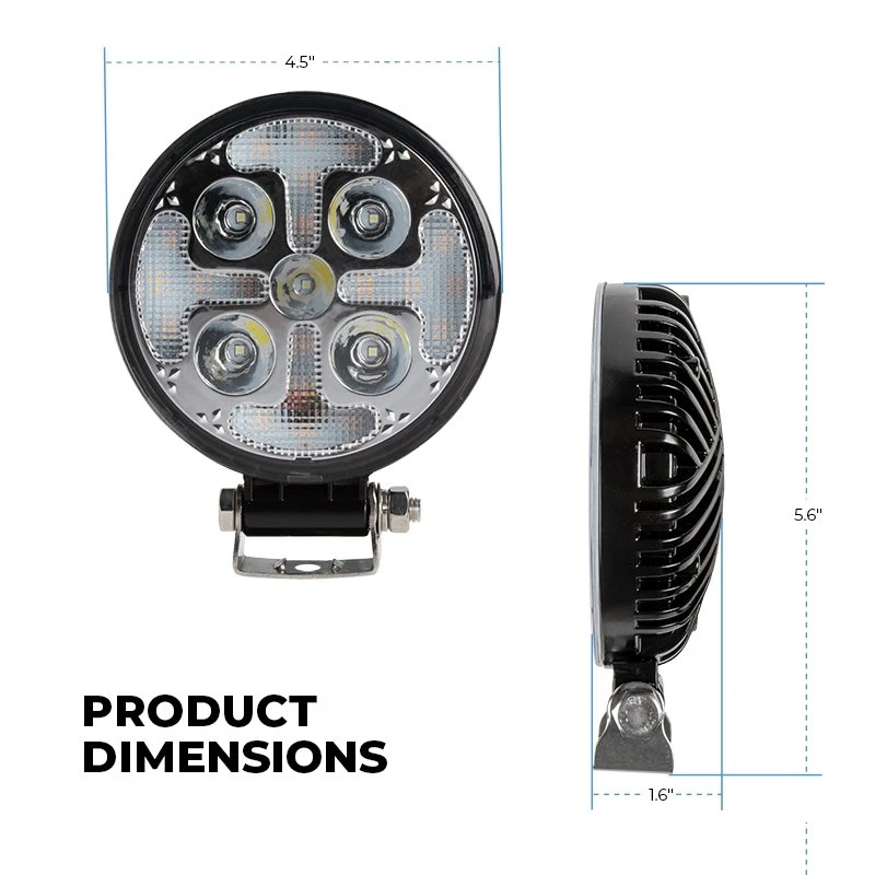4.5" Round LED Off-Road Light - 25W, 1,800 Lumens White Spot with Amber Strobe - Grille & Surface Mount 4 4.5" Round LED Off-Road Light - 25W, 1,800 Lumens White Spot with Amber Strobe - Grille & Surface Mount - Image 4