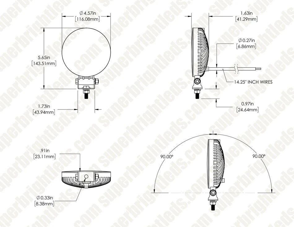 4.5" Round LED Off-Road Light - 25W, 1,800 Lumens White Spot with Amber Strobe - Grille & Surface Mount 7 4.5" Round LED Off-Road Light - 25W, 1,800 Lumens White Spot with Amber Strobe - Grille & Surface Mount - Image 7