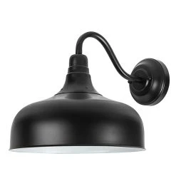 12W Black LED Outdoor Wall Light - Gooseneck Barn Light - 700 Lumens - Natural White - Weatherproof & Energy-Efficient