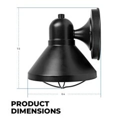 Black 9W LED Decorative Sconce - 7.3" Tall Indoor/Outdoor Wall Light 10 Black 9W LED Decorative Sconce - 7.3" Tall Indoor/Outdoor Wall Light -Nebo Sales Store wll61018 xkbk profile dims 3