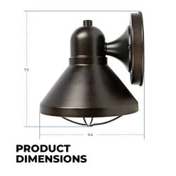 7.3" Tall Bronze LED Wall Sconce - Indoor/Outdoor Decorative Lighting, 9W Energy-Efficient -Nebo Sales Store wll61018 xkbn profile dims 3