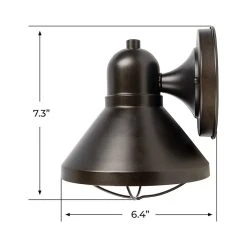 7.3" Tall Bronze LED Wall Sconce - Indoor/Outdoor Decorative Lighting, 9W Energy-Efficient -Nebo Sales Store wll61018 xkbn profile updated dims updated2