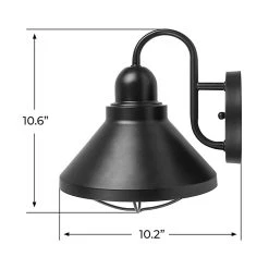 10.6" Black LED Barn Light Sconce - Indoor/Outdoor Wall Light, 9W Energy-Efficient 11 10.6" Black LED Barn Light Sconce - Indoor/Outdoor Wall Light, 9W Energy-Efficient -Nebo Sales Store wll61036 xkbk profile dims updated2