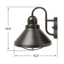 10.6" Bronze LED Barn Light Sconce - Indoor/Outdoor Wall Light, 9W Energy-Efficient 11 10.6" Bronze LED Barn Light Sconce - Indoor/Outdoor Wall Light, 9W Energy-Efficient -Nebo Sales Store wll61036 xkbn profile dims updated2