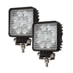 4" Square LED Pod Lights - 27W, 1,600 Lumens, 2 Pack - Durable Mini Work Lights for Vehicles