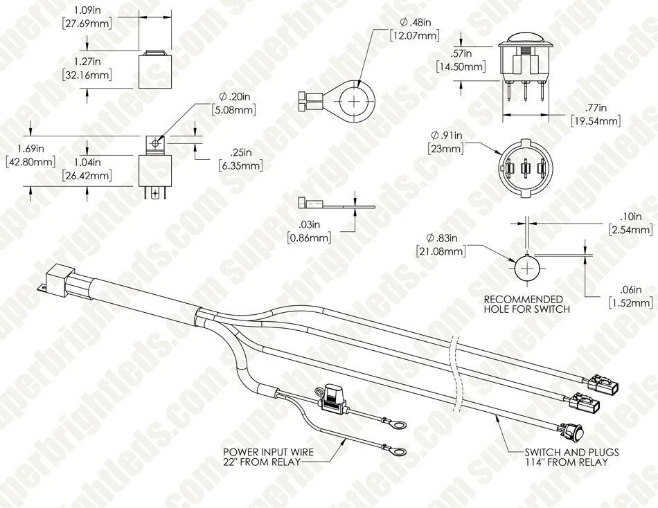 Dual Output LED Light Wiring Harness with Relay & Weatherproof Switch - DT Connector for Auxiliary Lights 5 Dual Output LED Light Wiring Harness with Relay & Weatherproof Switch - DT Connector for Auxiliary Lights - Image 5