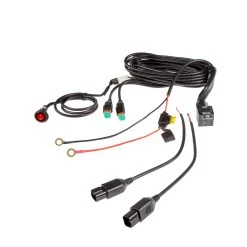 Dual Output LED Light Wiring Harness with Relay & Weatherproof Switch - DT Connector for Auxiliary Lights